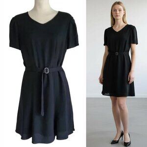Polo Ralph Lauren Blue Label Black Lined Short Sleeve Belted Dress Classic 4